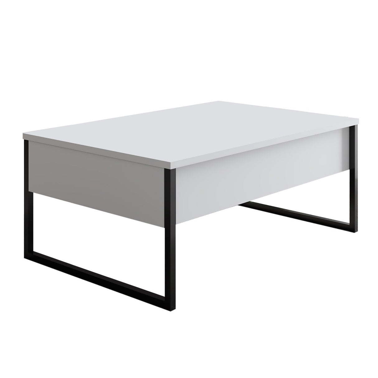 Salontafels - Rechthoekige Salontafel Wit Luxe 90x60 - Zwart Frame - Dimehouse