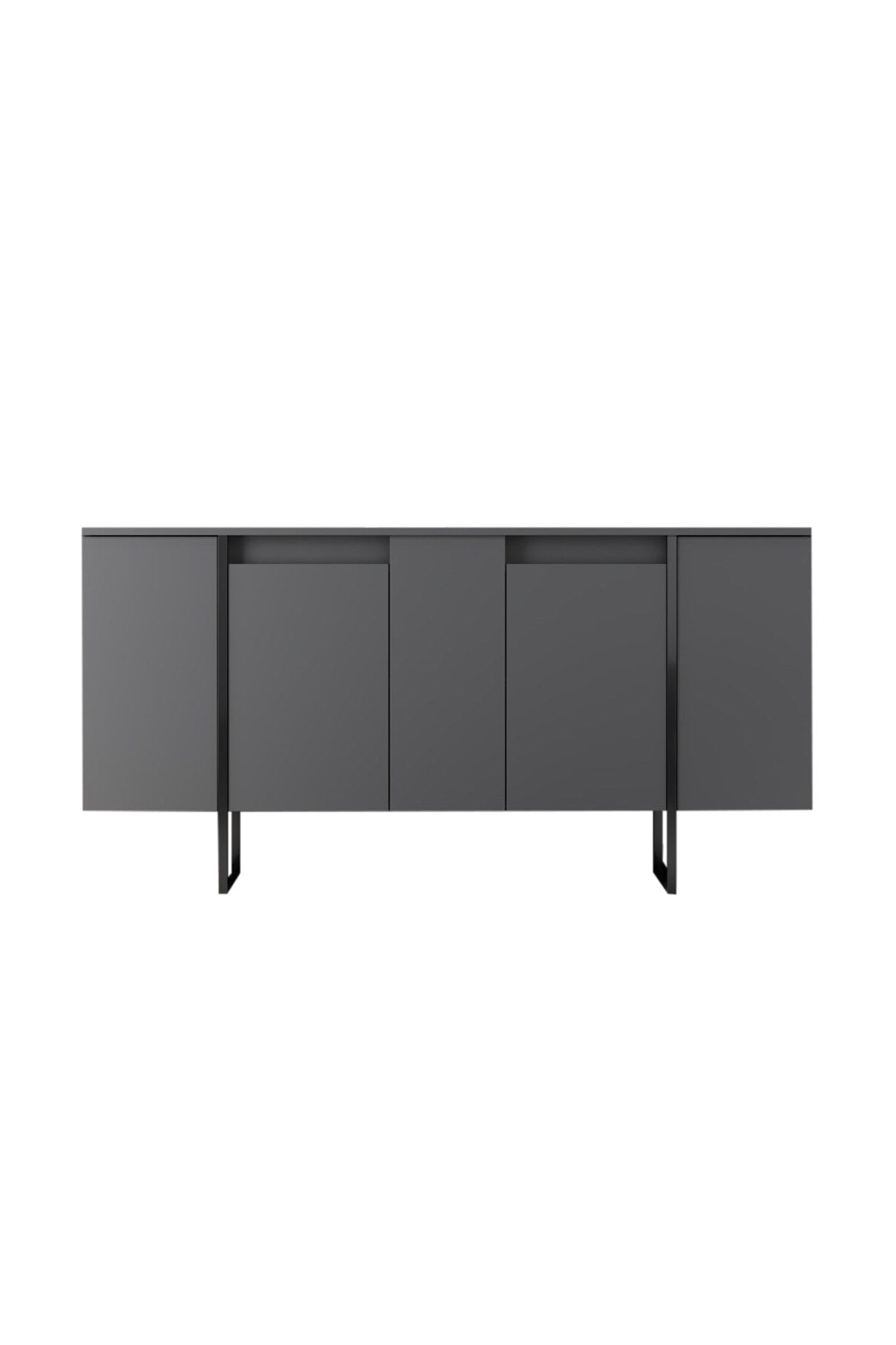 Dressoirs - Modern Dressoir Antraciet Luxe 160x80x35 - Zwart Frame - Dimehouse
