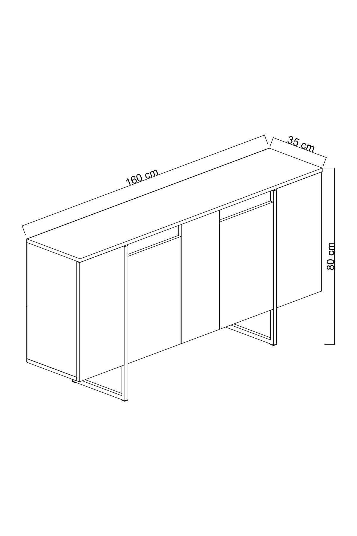 Dressoirs - Modern Dressoir Walnoot Luxe 160x80x35 - Zwart Frame - Dimehouse