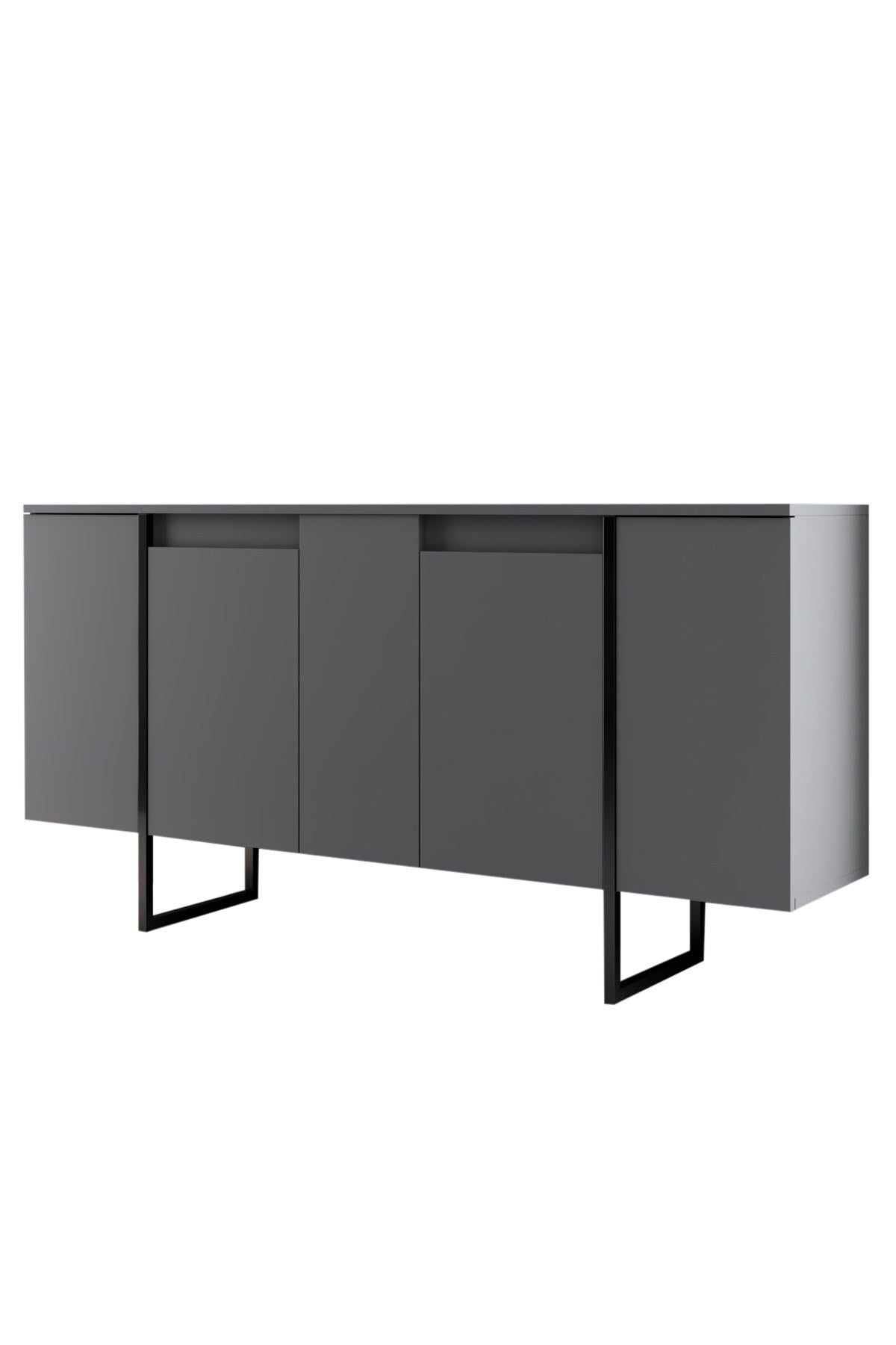 Meubelsets - Meubelset Antraciet Luxe - Salontafel + TV Meubel + Dressoir - Zwart Frame - Dimehouse