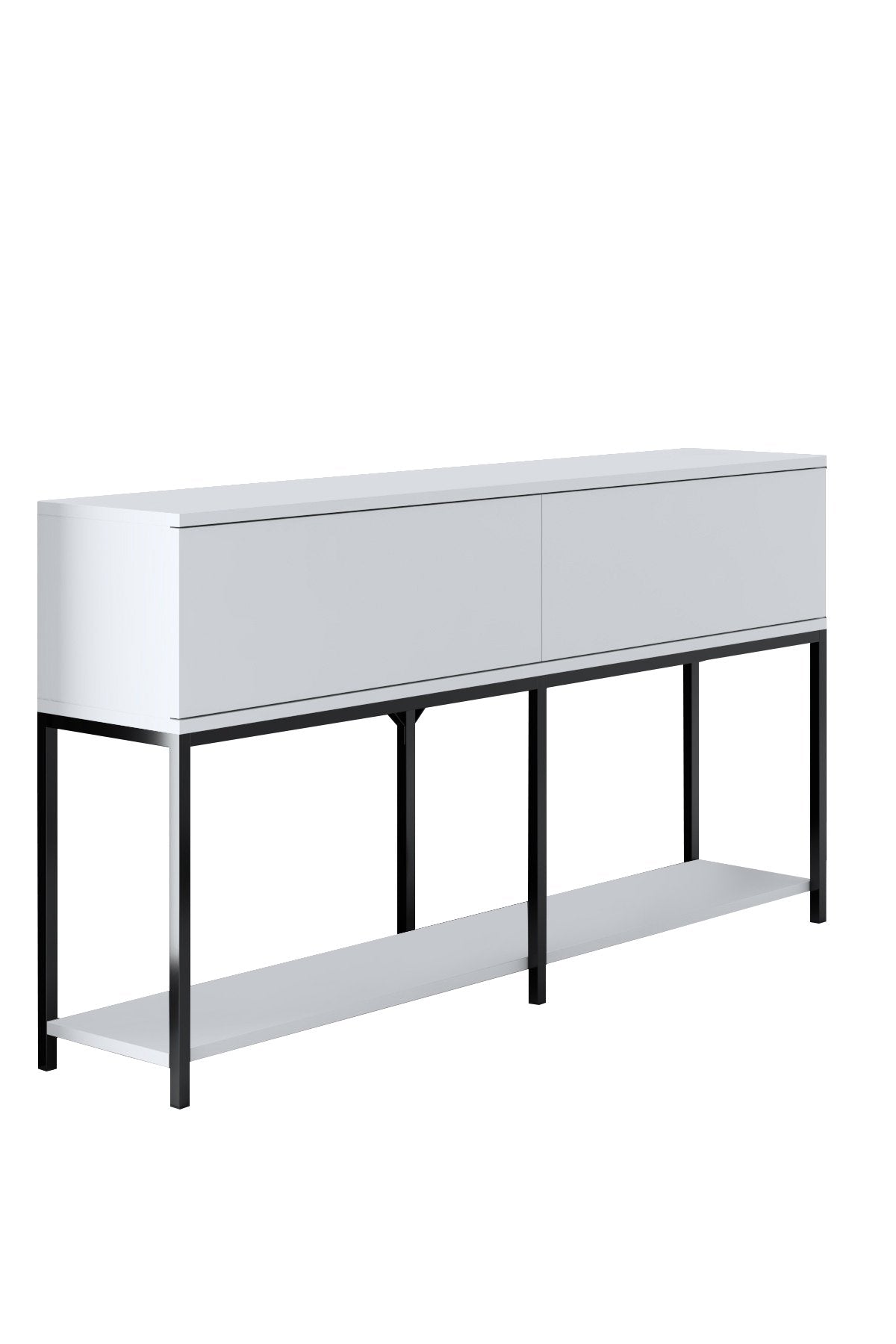 Dressoirs - Modern Dressoir Wit Lord 150x30x80 - Zwart Frame - Twee Vakken - Dimehouse