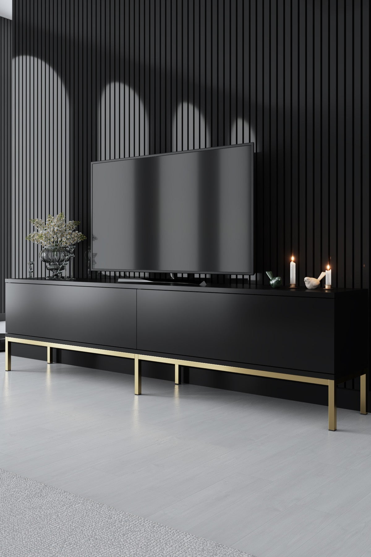 Meubelsets - Meubelset Zwart Lord - Salontafel + TV Meubel + Dressoir - Gouden Frame - Dimehouse