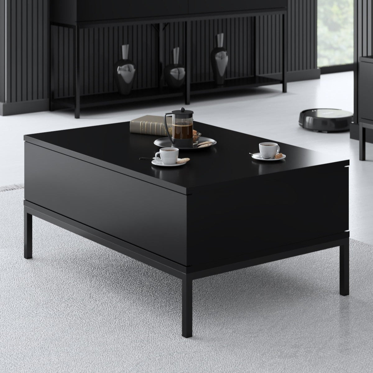 Salontafels - Rechthoekige Salontafel Zwart Lord 90x60 - Zwart Frame - Dimehouse