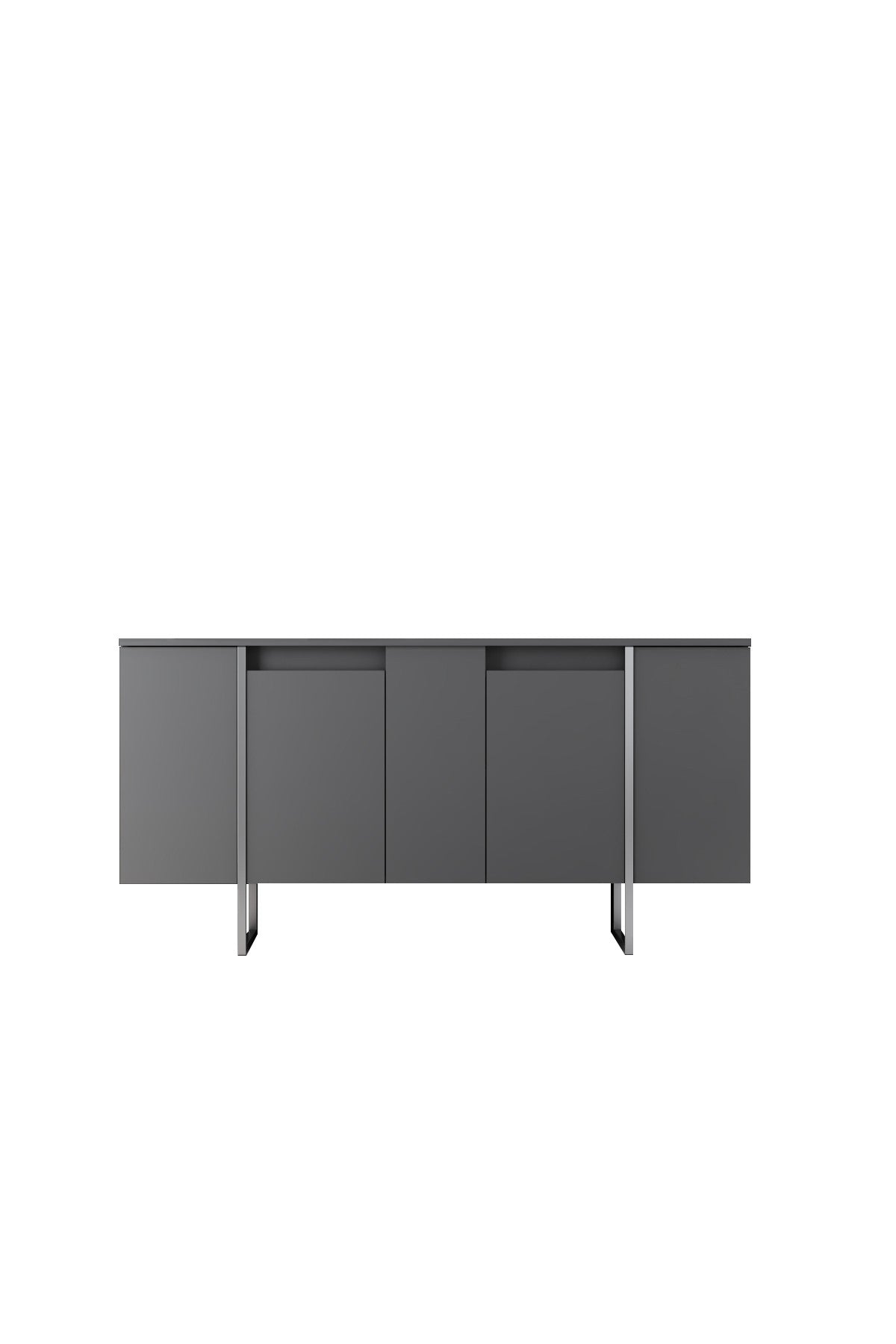 Dressoirs - Modern Dressoir Antraciet Luxe 160x80x35 - Zilver Frame - Dimehouse