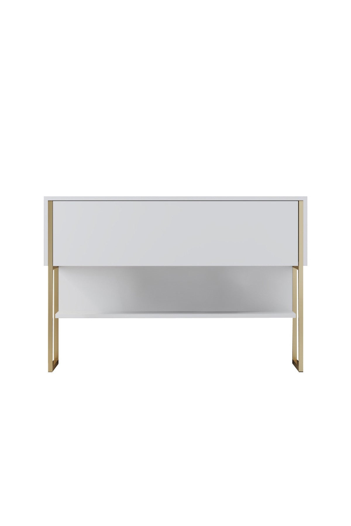 Dressoirs - Modern Dressoir Wit Luxe 120x80x30 - Gouden Frame - Eén Vak - Dimehouse