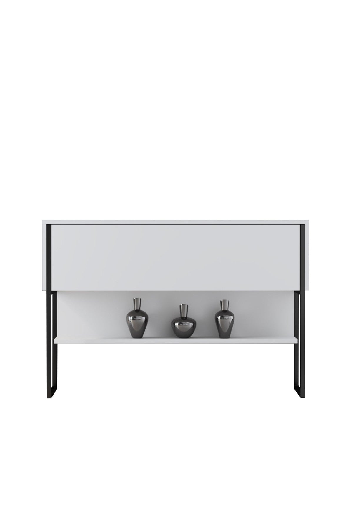 Dressoirs - Modern Dressoir Wit Luxe 120x80x30 - Zwart Frame - Eén Vak - Dimehouse
