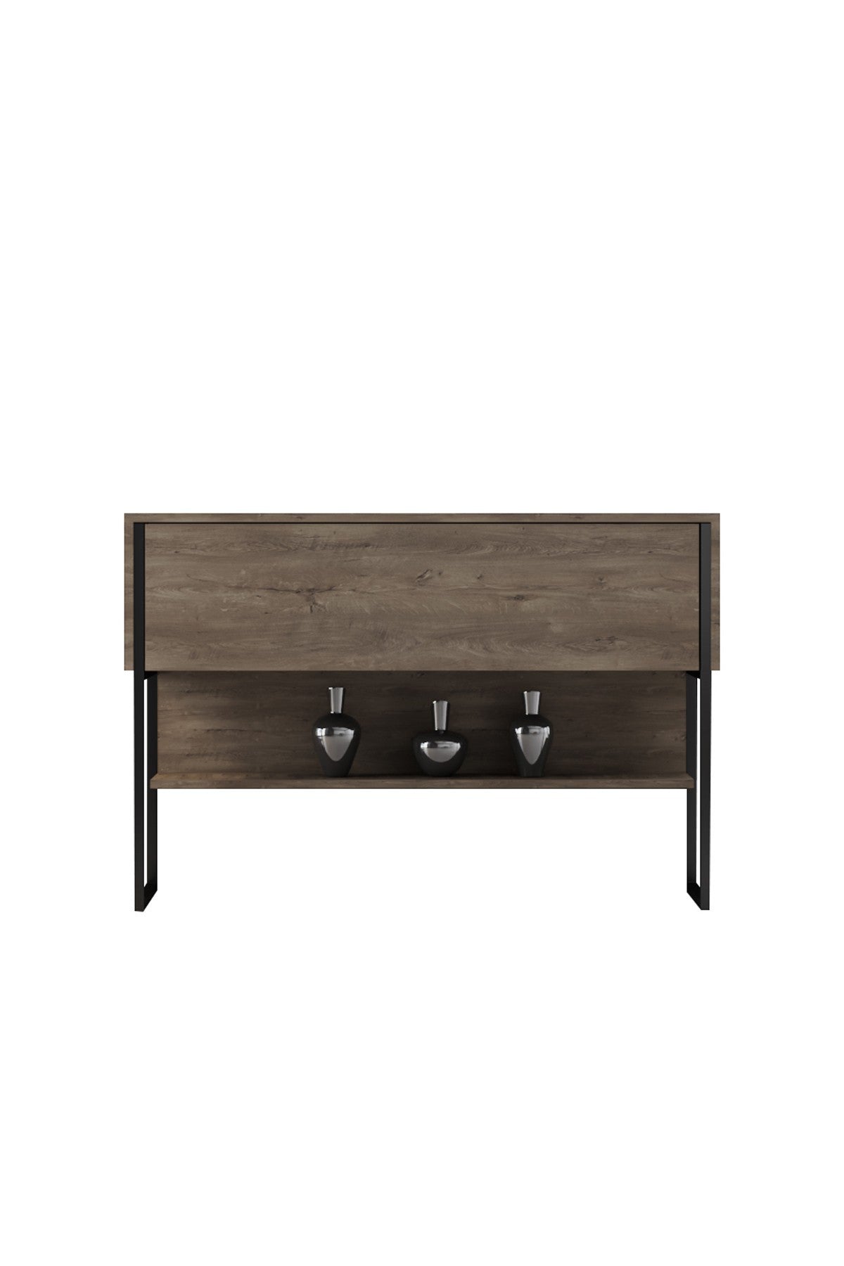 Dressoirs - Modern Dressoir Walnoot Luxe 120x80x30 - Zwart Frame - Eén Vak - Dimehouse