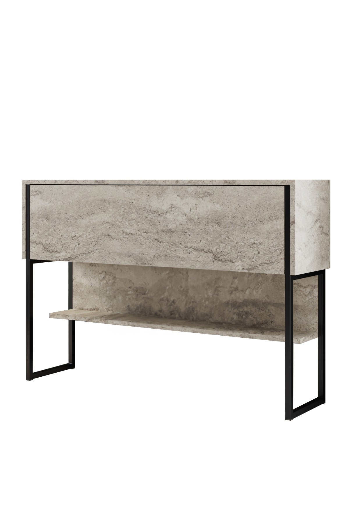 Dressoirs - Modern Dressoir Travertin Luxe 120x80x35 - Zwart Frame - Eén Vak - Dimehouse