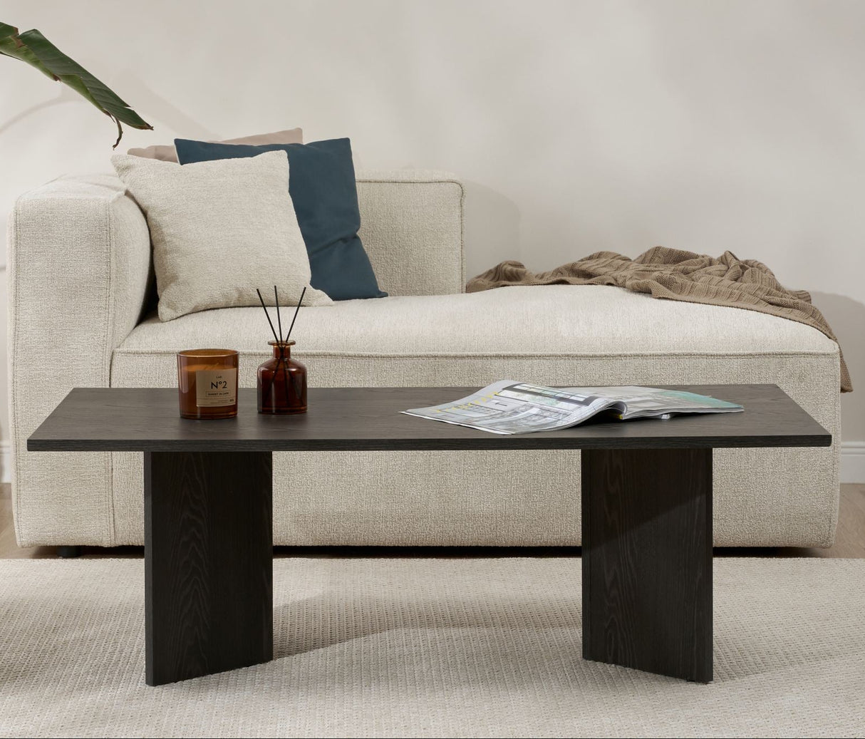 Salontafels - Rechthoekige salontafel zwart melamine Sabin 119x60 cm - Dimehouse