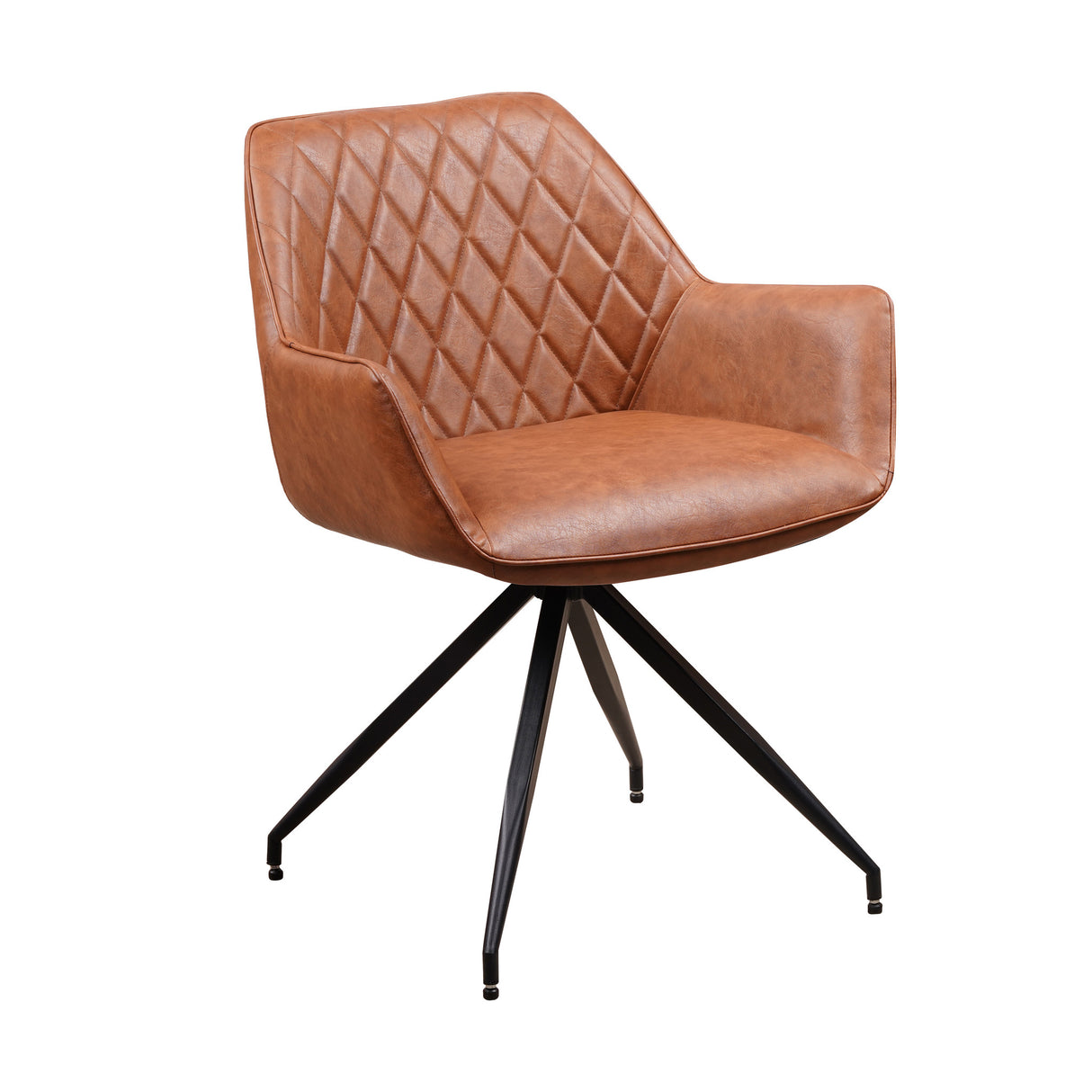 Esszimmerstuhl Gian Dimehouse Cognac LxBxH 73x65x50 Kunstleder Weißes Foto diagonale Vorderansicht