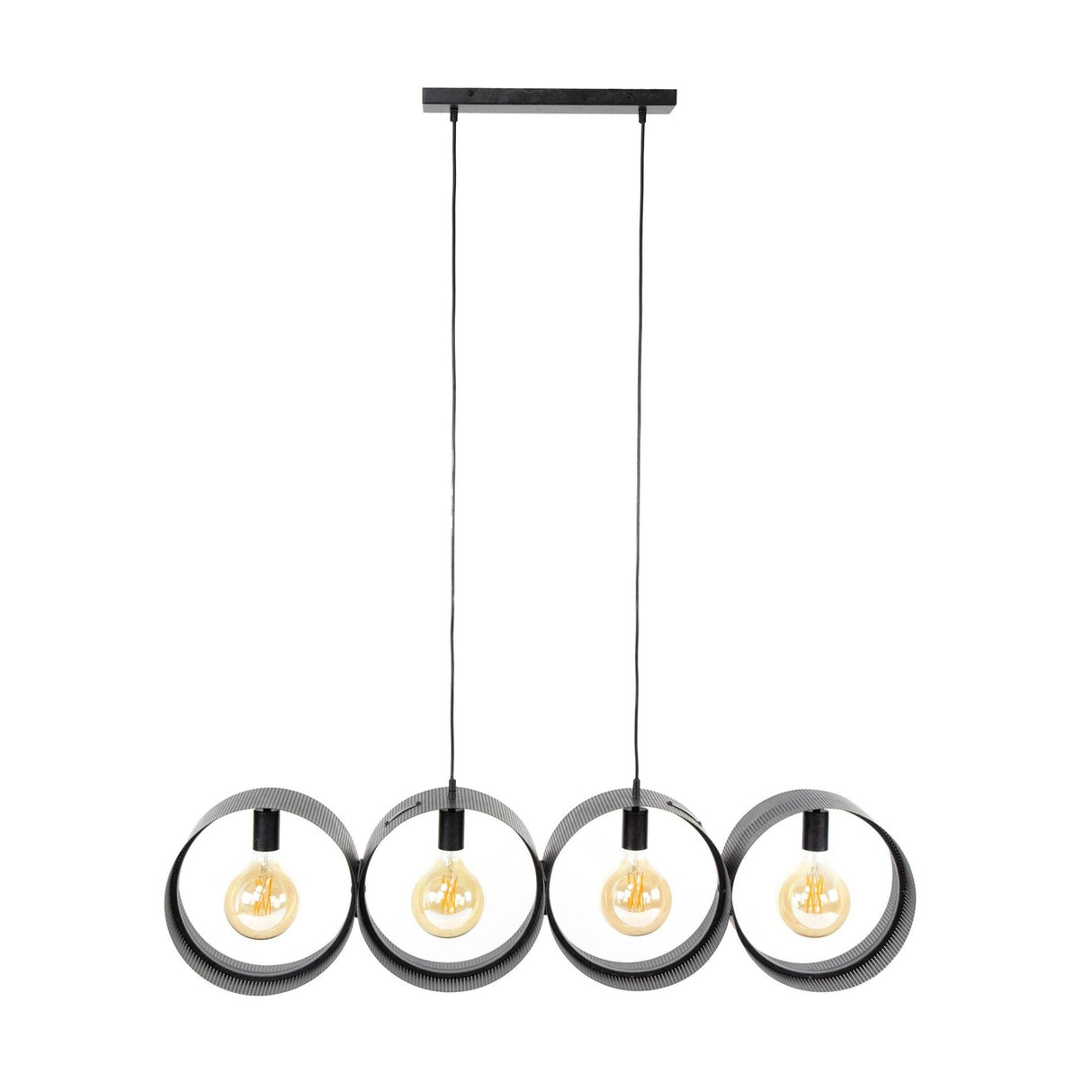 Hanglampen - Hanglamp Fons 4 - lichts ringen metaal zwart - Dimehouse