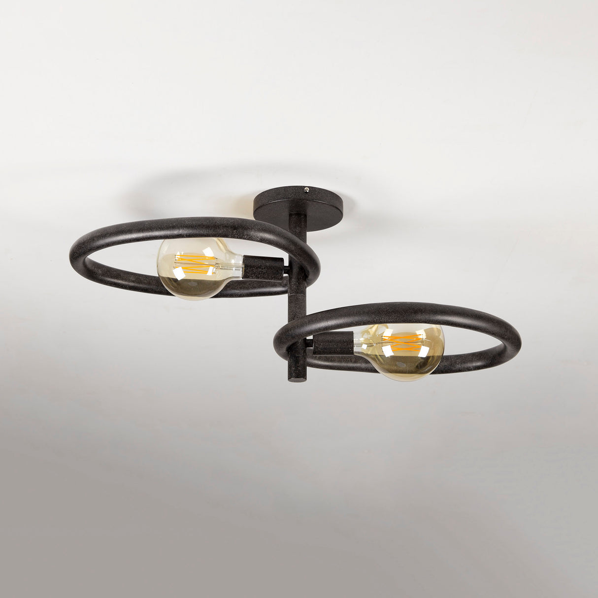 Plafondlampen - Plafondlamp Nova Duo 2 - lichts Zwart Metaal - Dimehouse