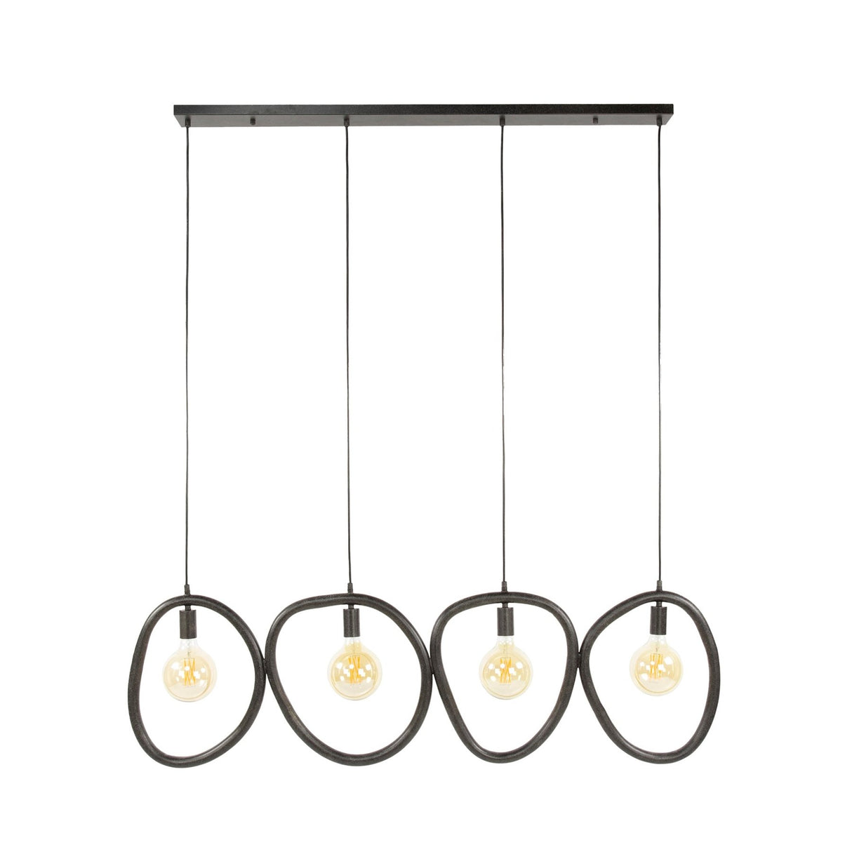 Hanglampen - Hanglamp Nova 4 - lichts Zwart Metaal 140 cm - Dimehouse