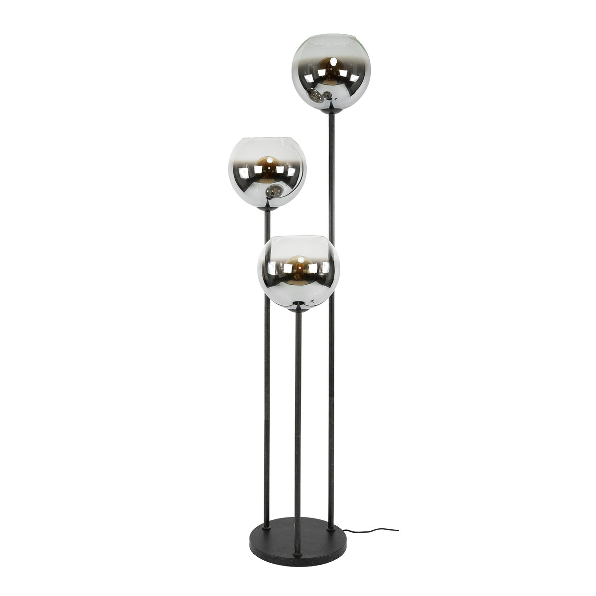 Vloerlampen - Moderne Vloerlamp Arvo 3 - lichts zwart met metalen kap - Dimehouse