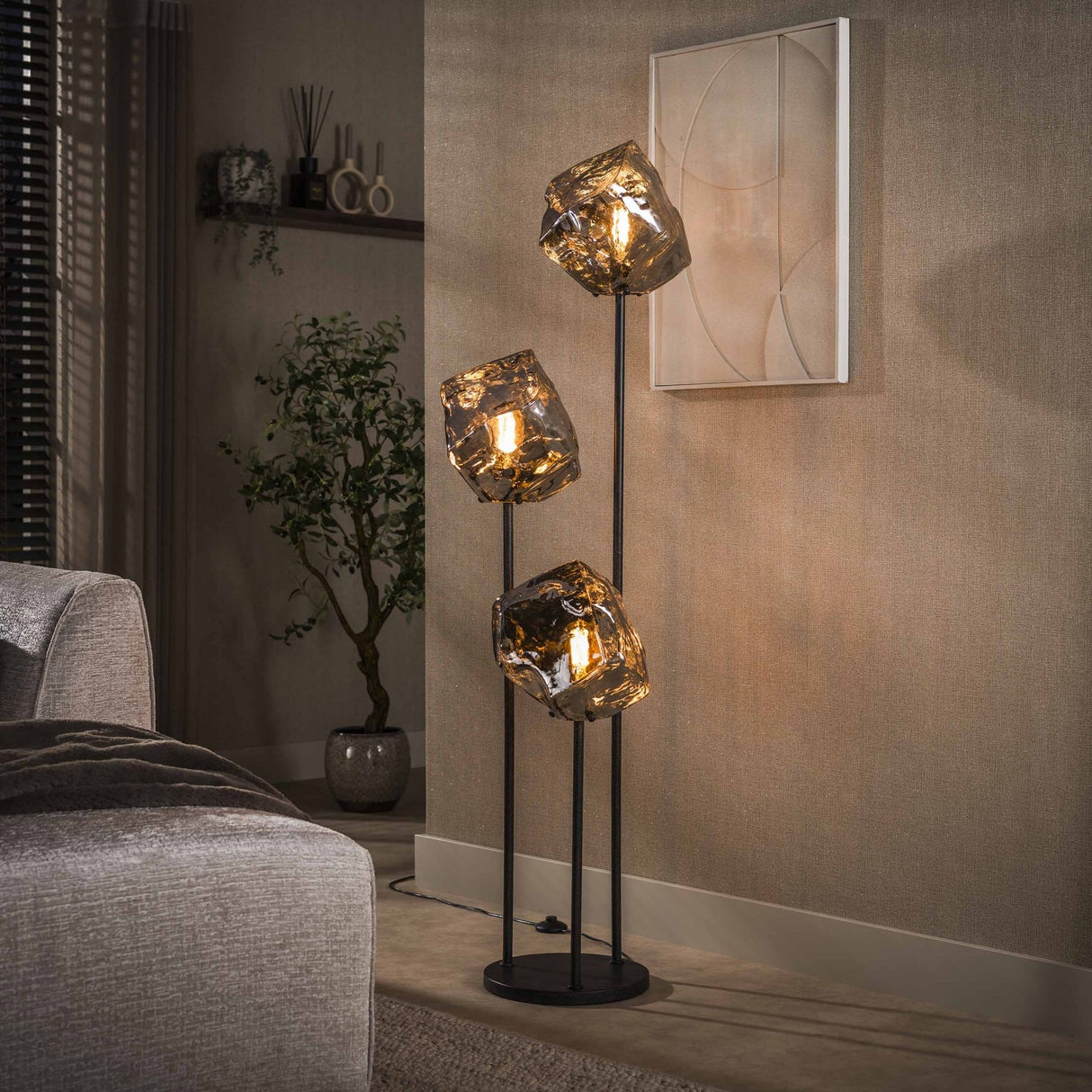 Vloerlamp - Vloerlamp 3 - lichts getrapt chroom glas Rocks - Dimehouse