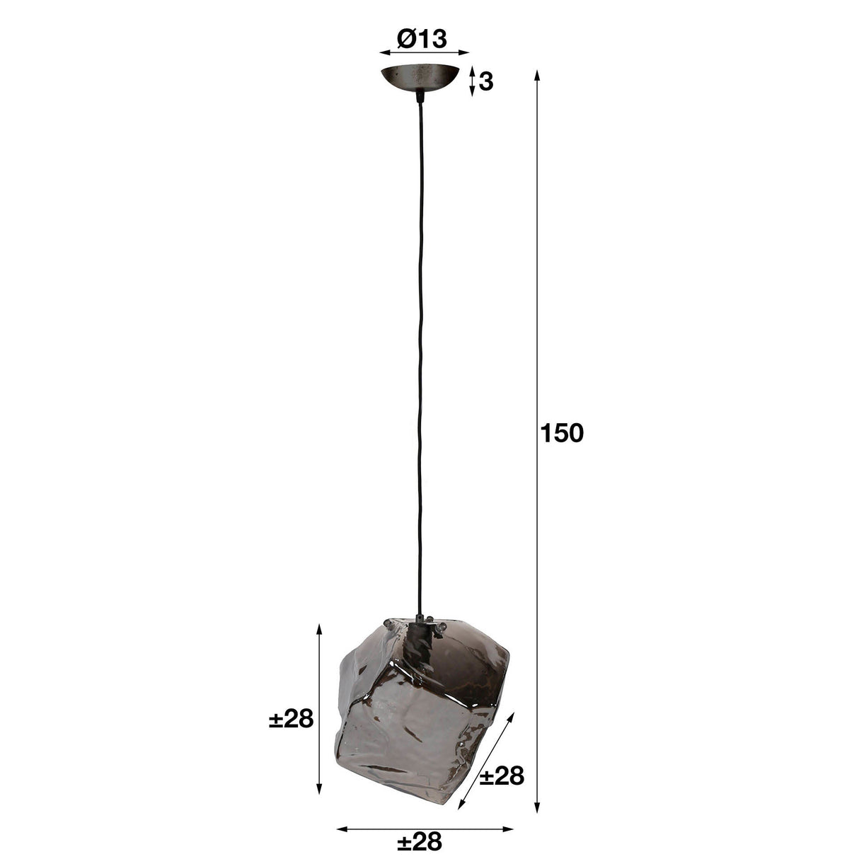 Hängelampe Rocks DH Innenraum verchromt LxBxH 45x34x34 Glas Weiß Fotogrößenangabe