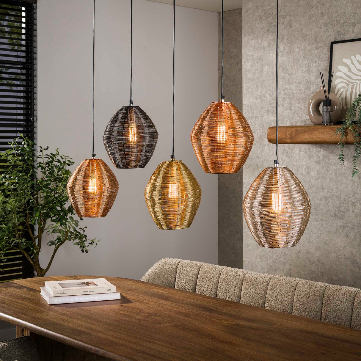 Hanglampen - Hanglamp Wez 5 - lichts gekleurd nikkel - Dimehouse