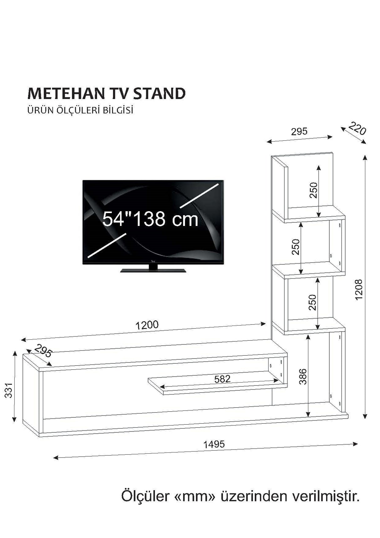 TV Meubels - TV Meubel Set Metehan Wit Cordoba Melamine 120x33,1x cm - Dimehouse