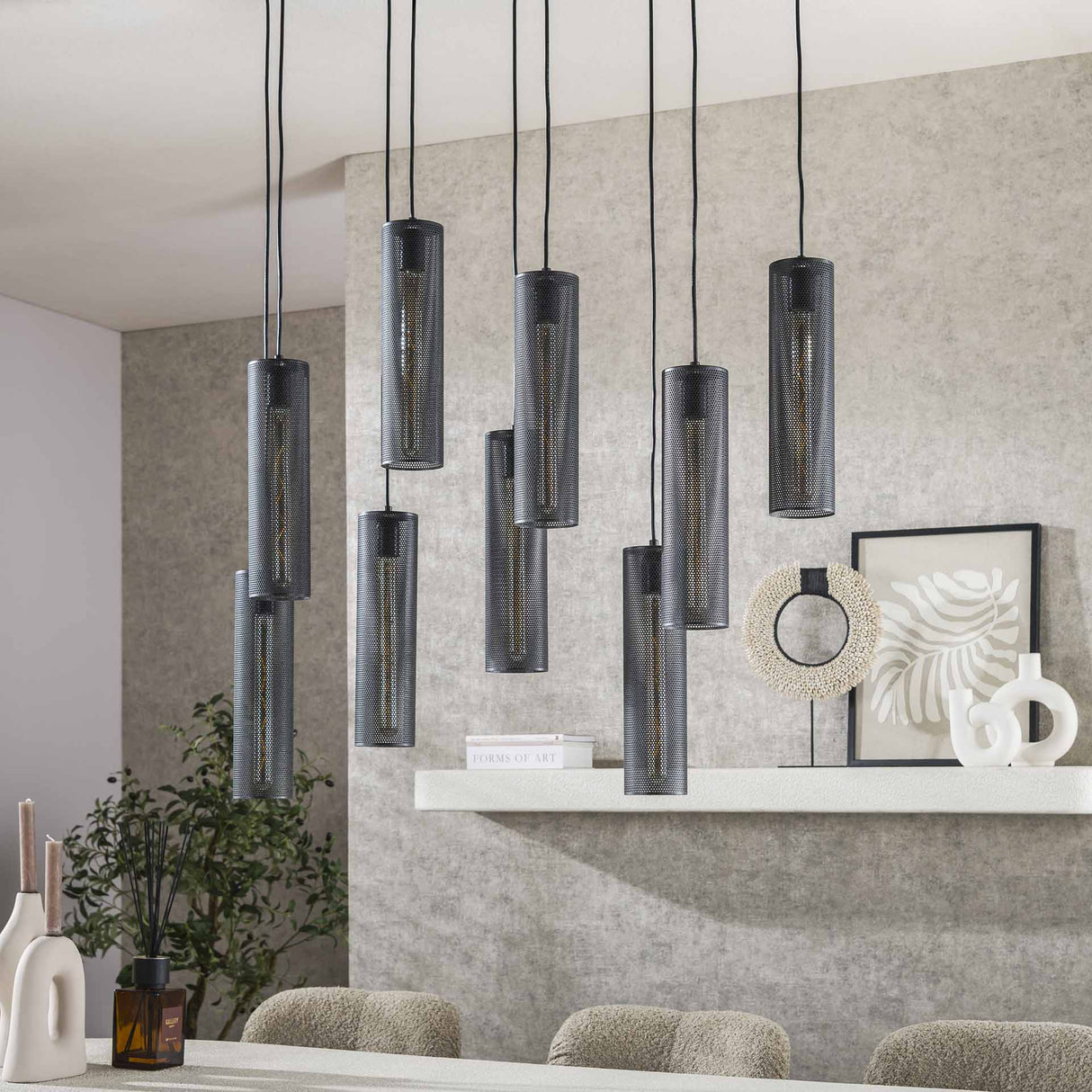 Hanglampen - Hanglamp Zavi 9 - lichts mesh zwart - Dimehouse
