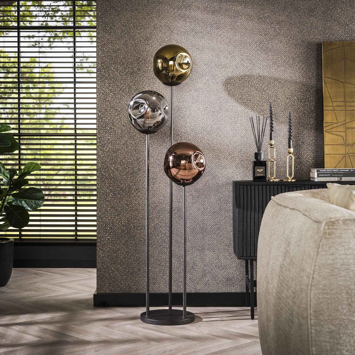 Vloerlampen - Vloerlamp Ada 3 - lichts Gekleurd Glas - Dimehouse