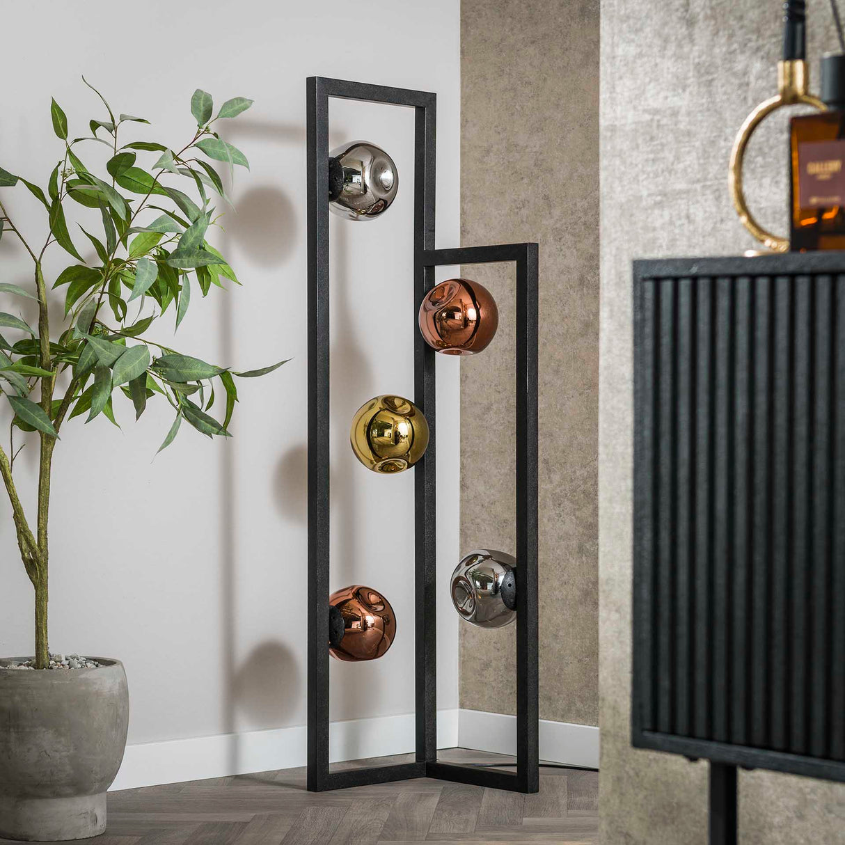 Vloerlampen - Industriële Vloerlamp Ada 5 - lichts Gekleurd Glas Hoek - Dimehouse