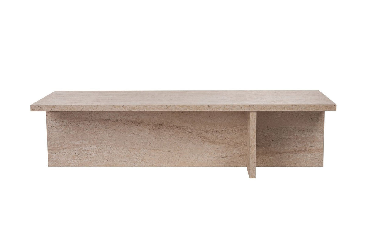 Salontafels - Rechthoekige salontafel travertin melamine - 120x45x30 cm - Portland - Dimehouse