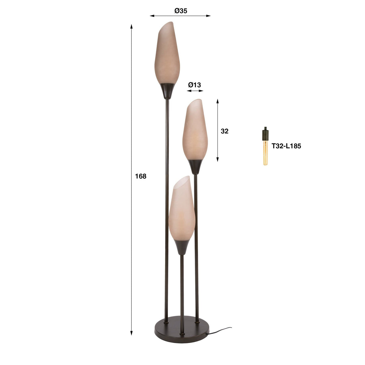 Stehlampe Cocoon 3-Licht in Sienabraun