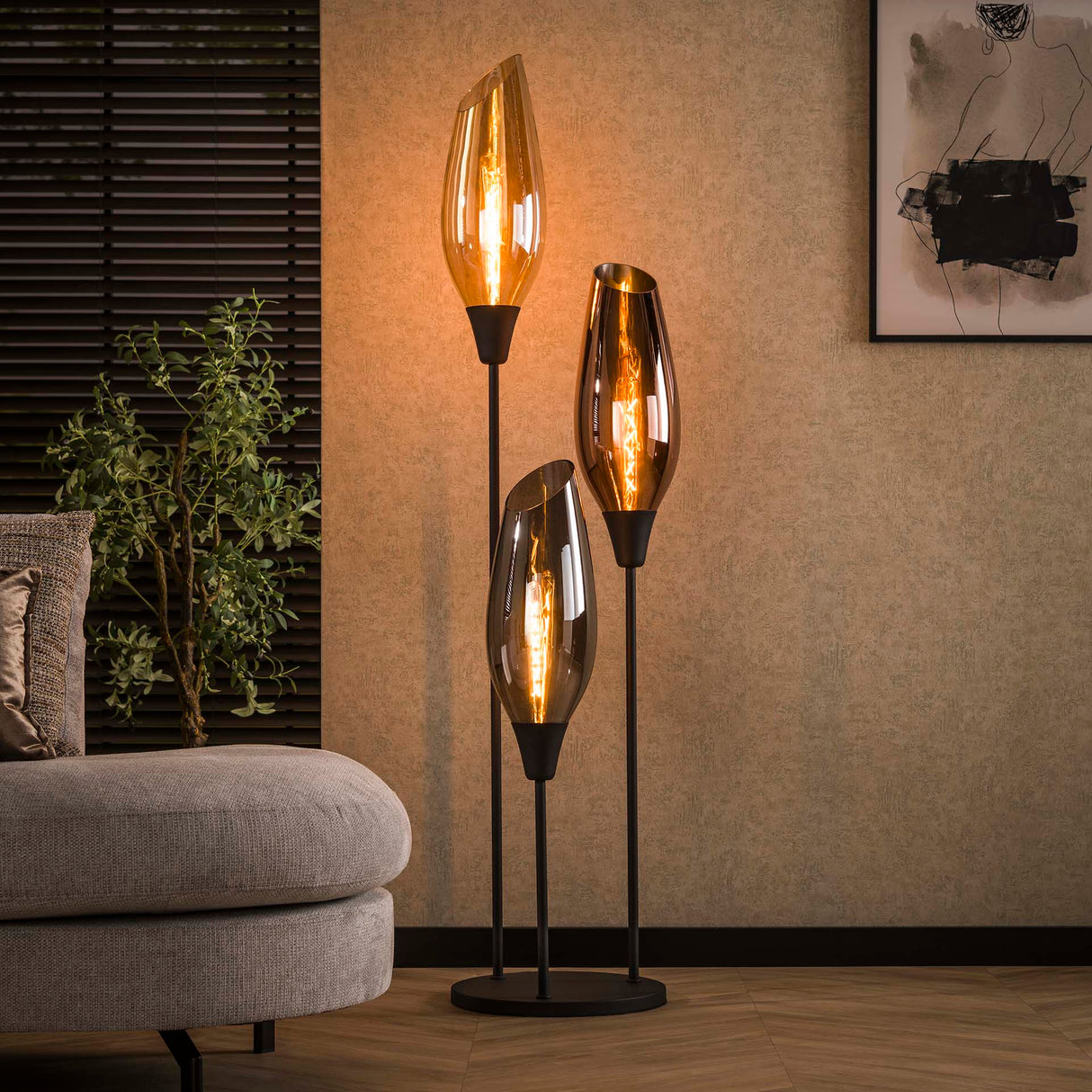 Vloerlampen - Moderne Vloerlamp Coco 3 - lichts gekleurd glas - Dimehouse