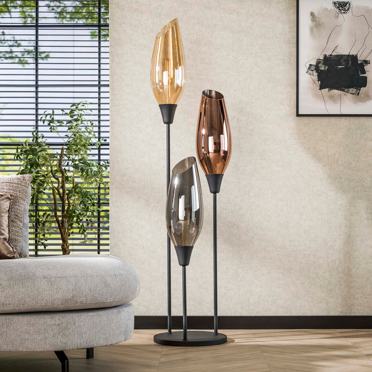 Vloerlampen - Moderne Vloerlamp Coco 3 - lichts gekleurd glas - Dimehouse