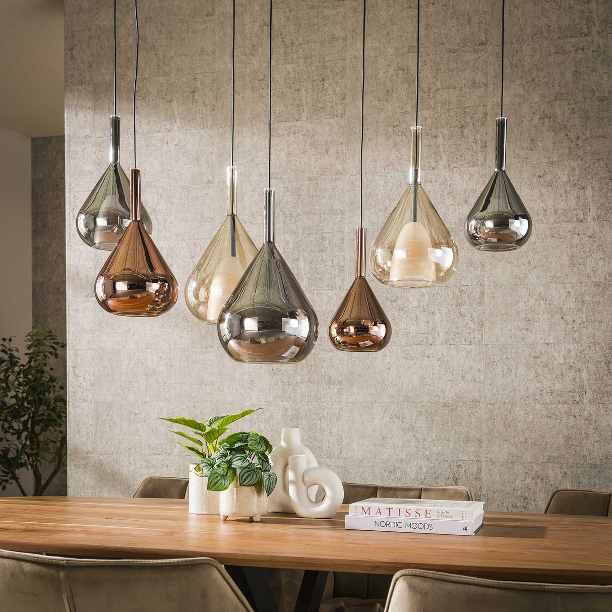 Hanglampen - Moderne Hanglamp Noxen 7 - lichts Gekleurd Glas - Dimehouse