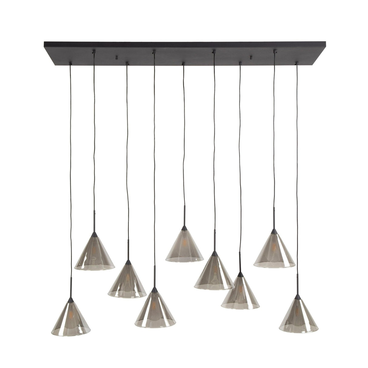 Hanglampen - Hanglamp Niaz 7 - lichts tapse kap smoke grey glas - Dimehouse