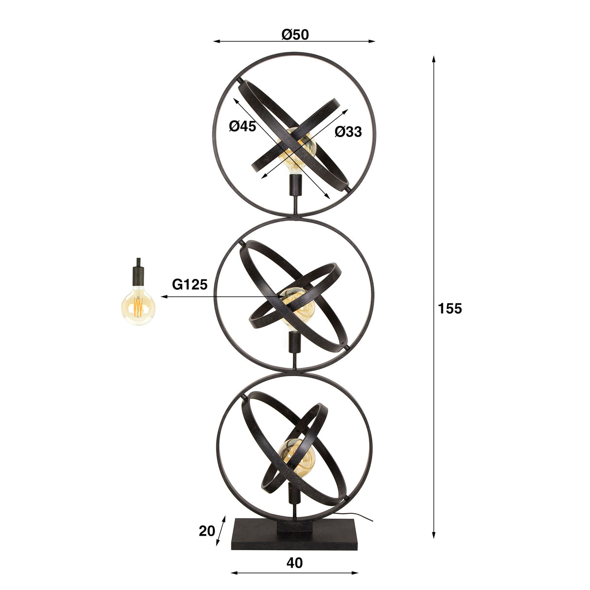 Vloerlampen - Vloerlamp Galaxy 3 - lichts zwart metaal - Dimehouse