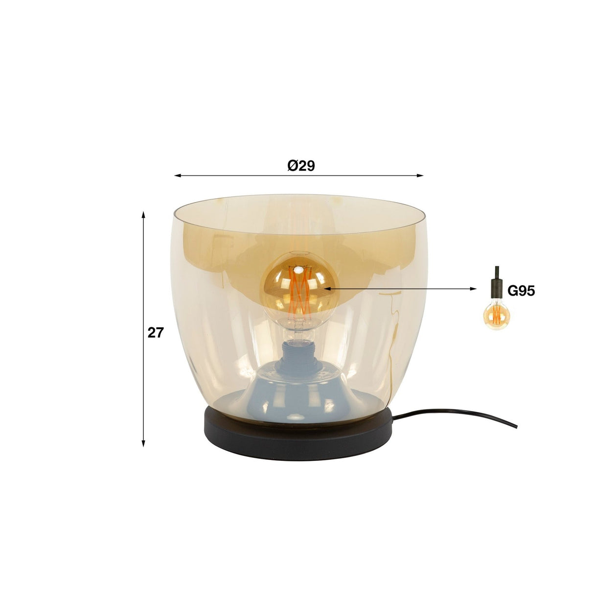 Vloerlampen - Vloerlamp Dain UP L Amberkleurig glas - Dimehouse