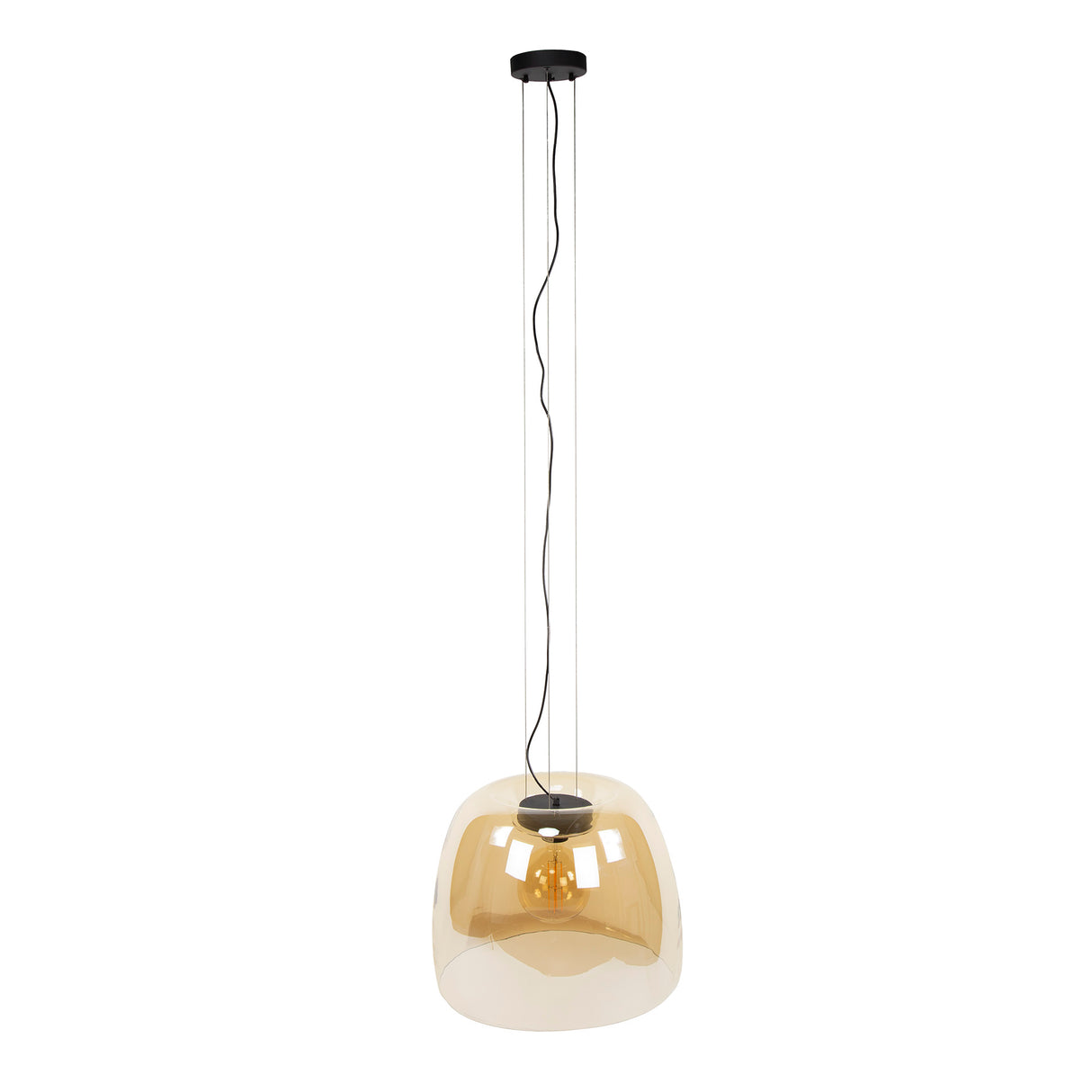 Hanglampen - Hanglamp Dain 1 - lichts XL amberkleurig glas - Dimehouse