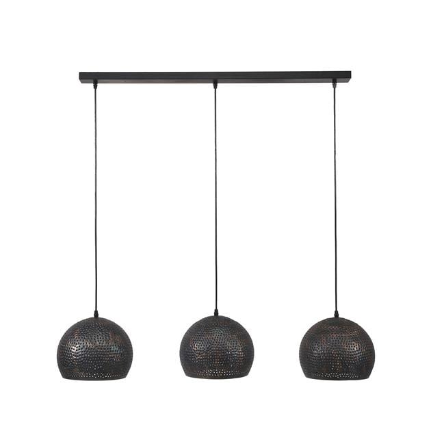 Hängelampe Aya 3 Sphere DH Innenraum Braun LxBxH 87x33x27 Schwarzbraun Weiß Foto Vorderansicht