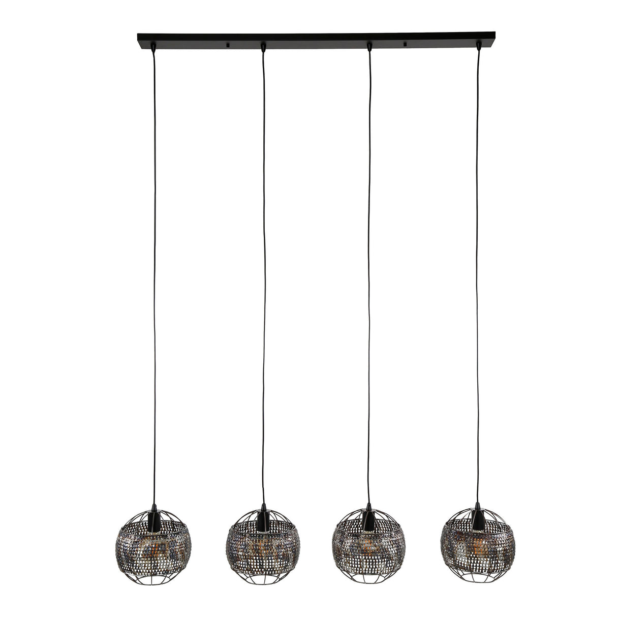 Hanglampen - Hanglamp Alfie 4 - lichts metaal zwart bruin - Dimehouse