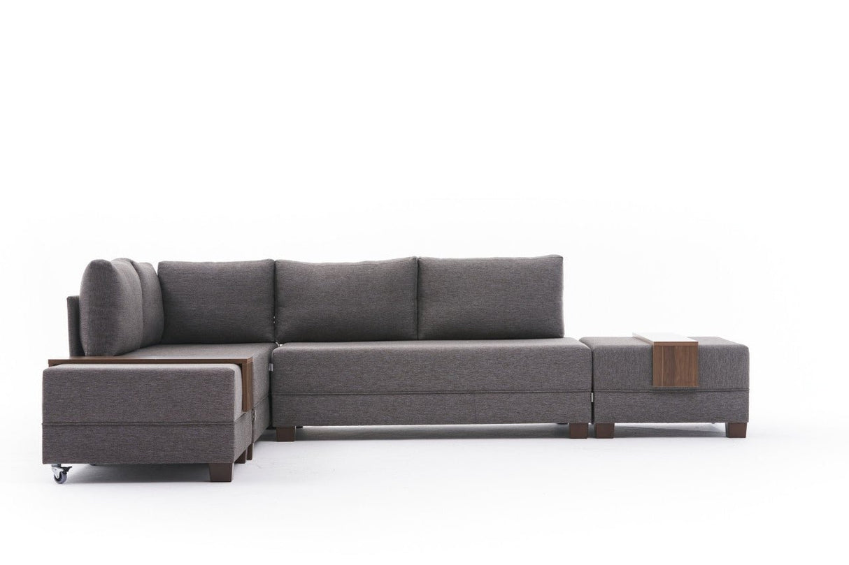 Banken - Slaapbank taupe stof - XXL 280 x 210 - Links - Fly - Dimehouse