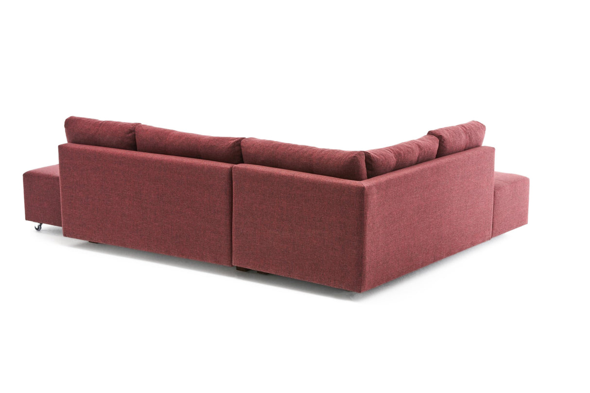 Banken - Slaapbank rood stof - XL 280x206 cm - met wielen - Links - Manama - Dimehouse