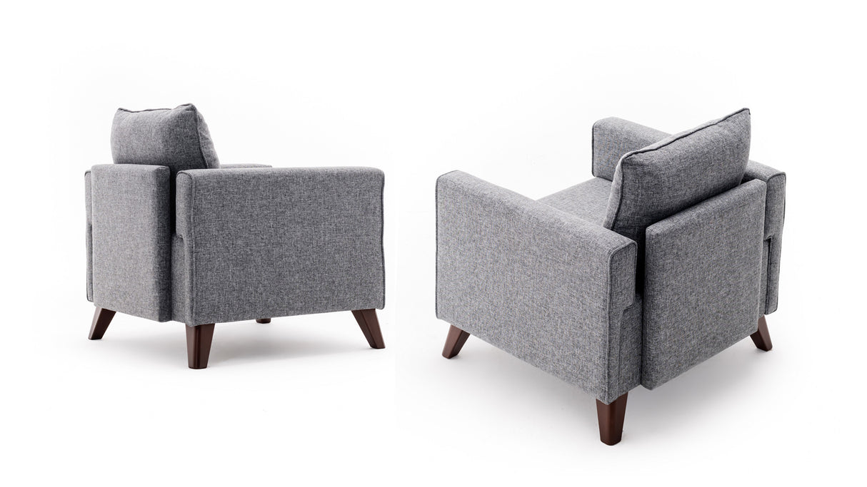 Fauteuils - Landelijke fauteuil Grijs melange geweven stof Bella - Dimehouse