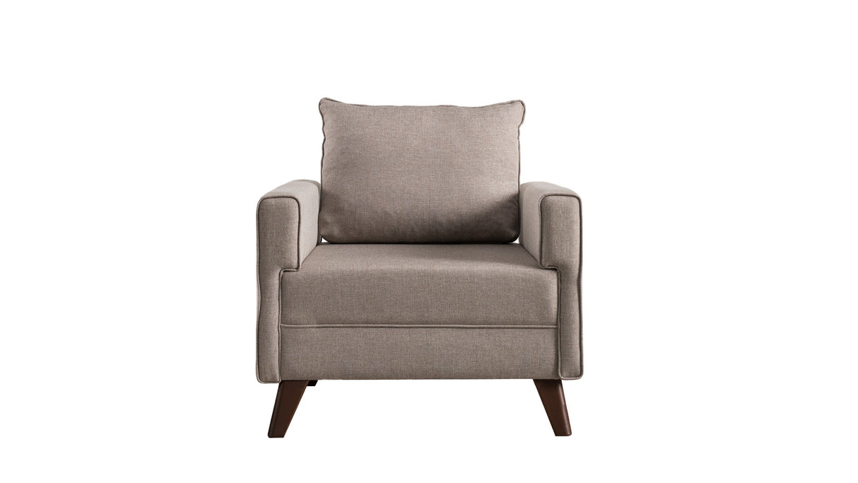 Fauteuils - Landelijke fauteuil Beige melange geweven stof Bella - Dimehouse