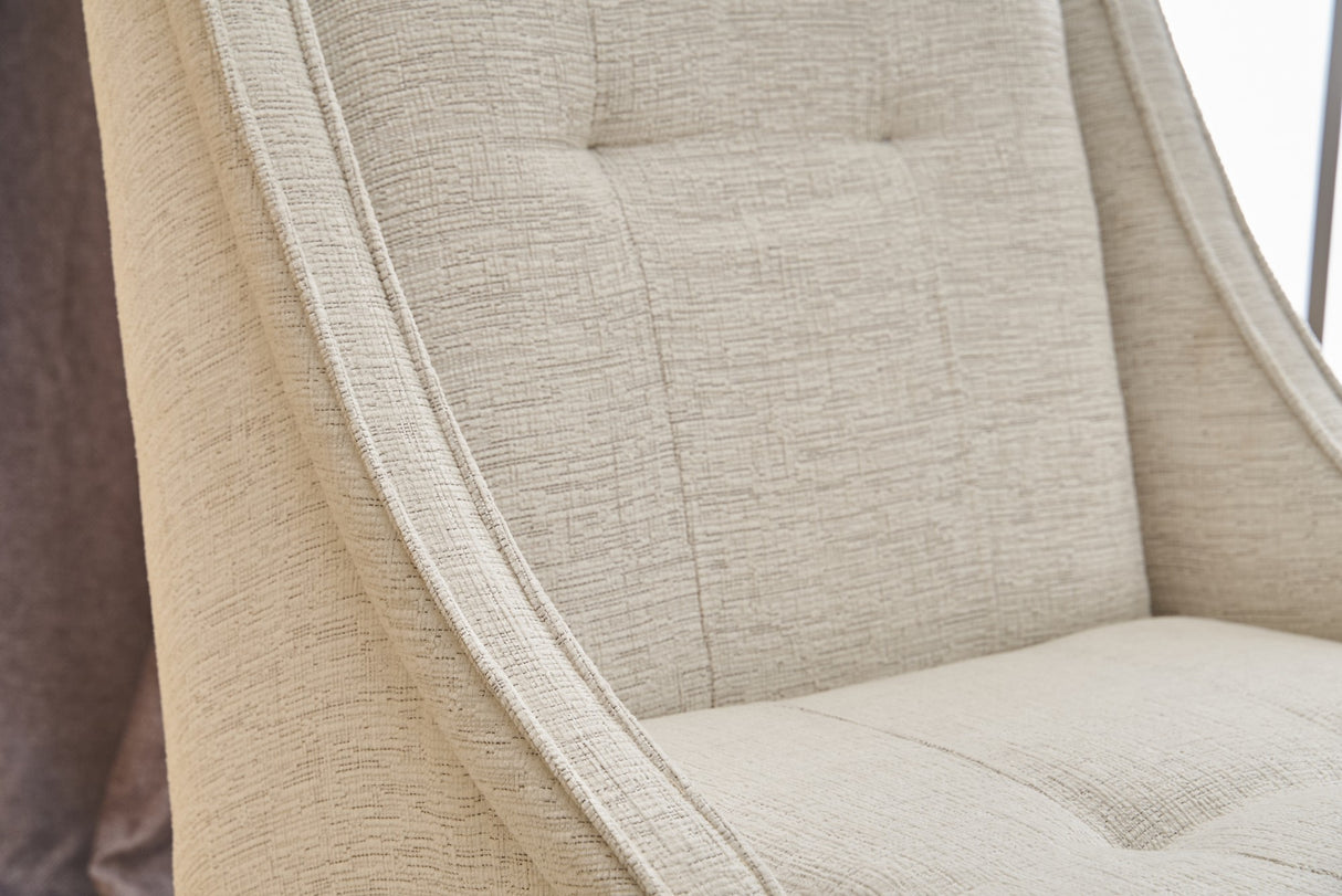 Fauteuils - Fauteuil beige chenille stof landelijk klassiek Ella - Dimehouse