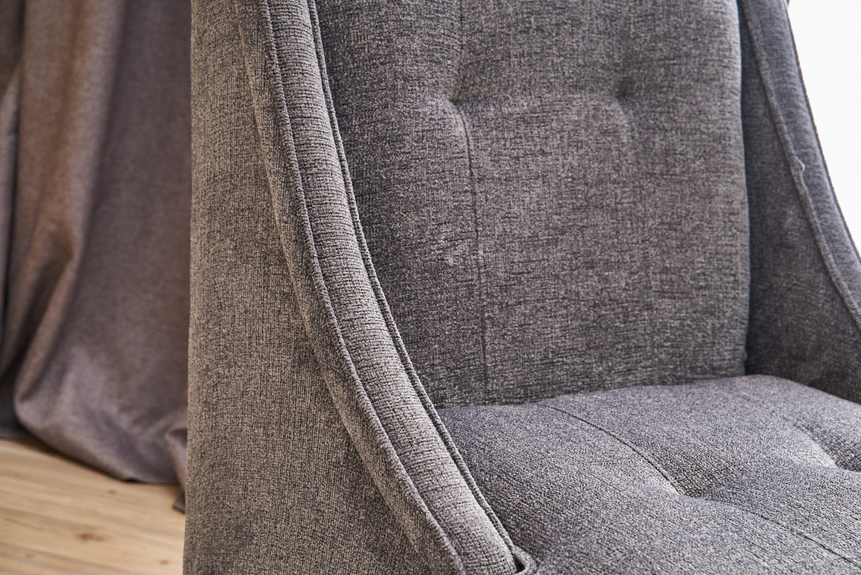 Fauteuils - Fauteuil grijs chenille stof landelijk klassiek Ella - Dimehouse