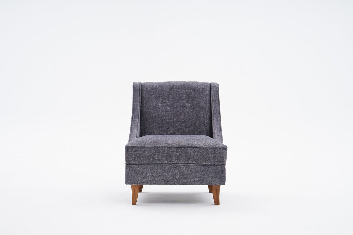 Fauteuils - Fauteuil grijs chenille stof landelijk klassiek Ella - Dimehouse