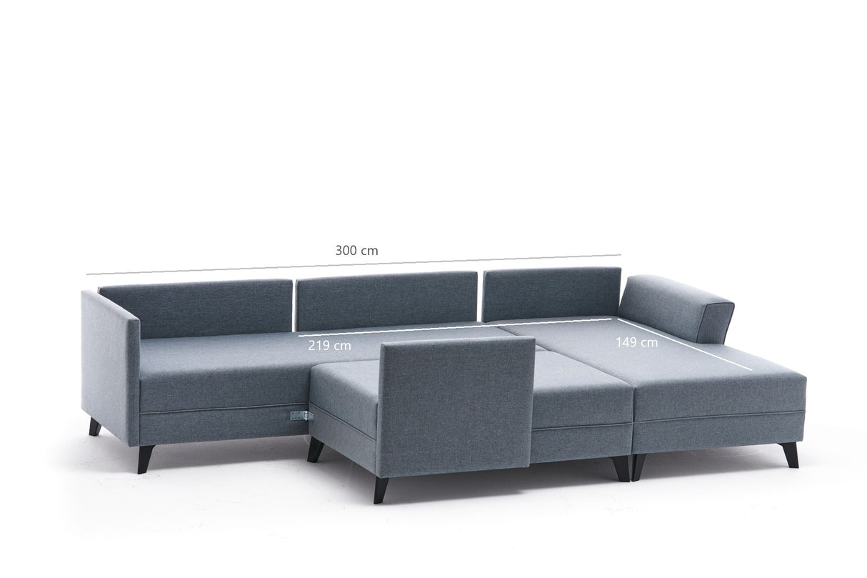 Banken - Slaapbank Antraciet stof - U - bank - XXL 300x202x152cm - Belen - Dimehouse