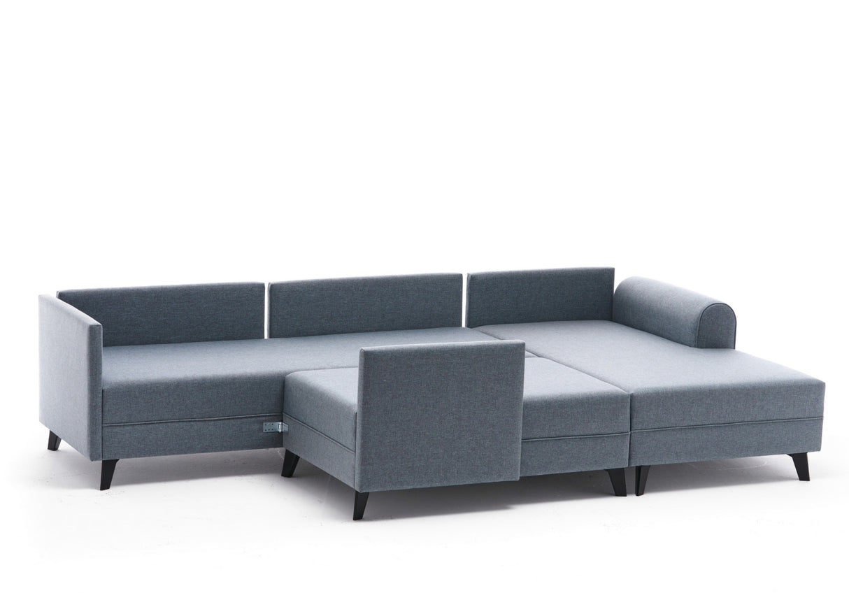 Banken - Slaapbank Blauw stof - U - bank - XXL 300x202x152cm - Belen - Dimehouse