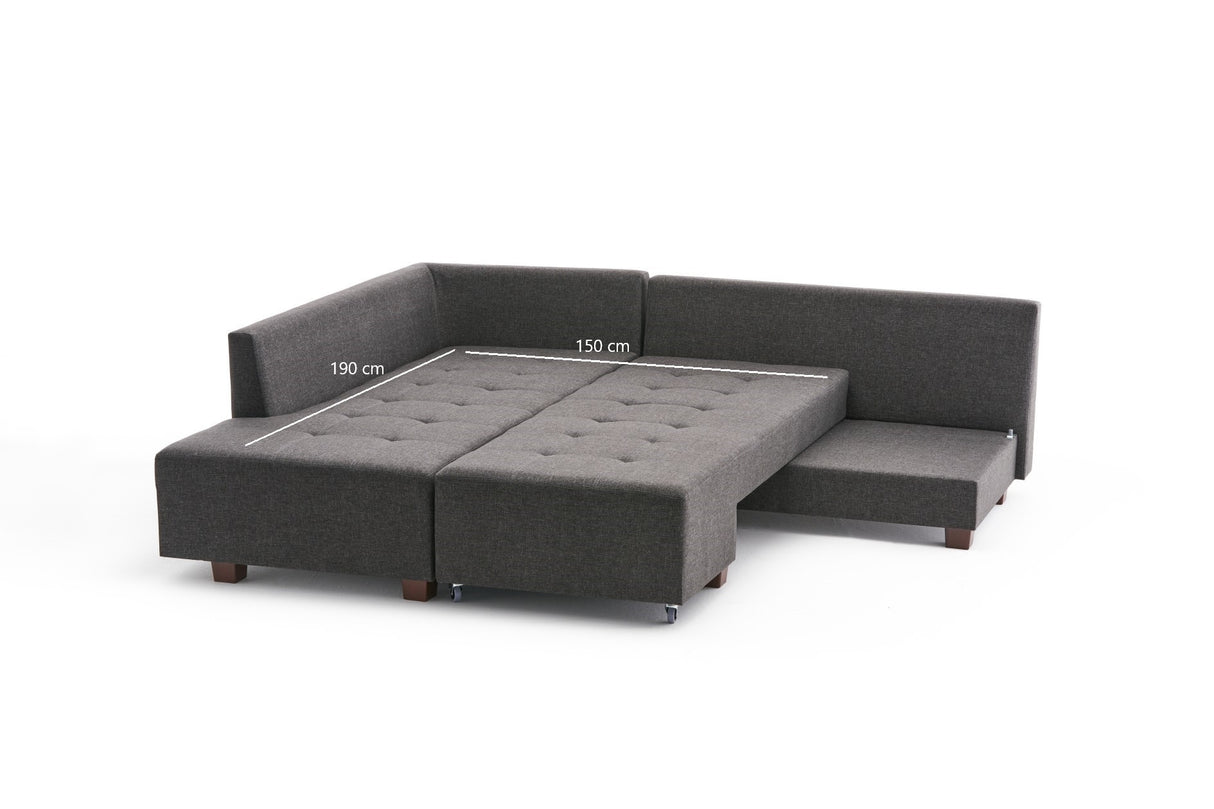 Banken - Slaapbank antraciet stof - XL 280x206 cm - met wielen - Links - Manama - Dimehouse