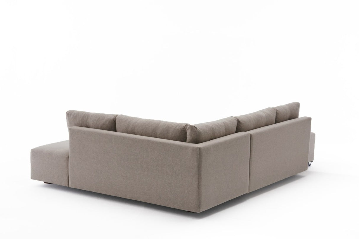 Banken - Slaapbank taupe stof - XL 280x206 cm - met wielen - Rechts - Manama - Dimehouse