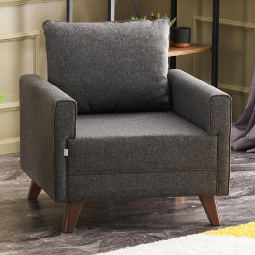 Fauteuils - Landelijke fauteuil Antraciet melange geweven Stof Bella - Dimehouse