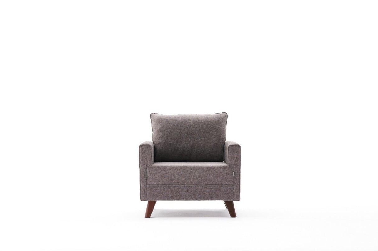 Fauteuils - Landelijke fauteuil Taupe melange geweven stof Bella - Dimehouse