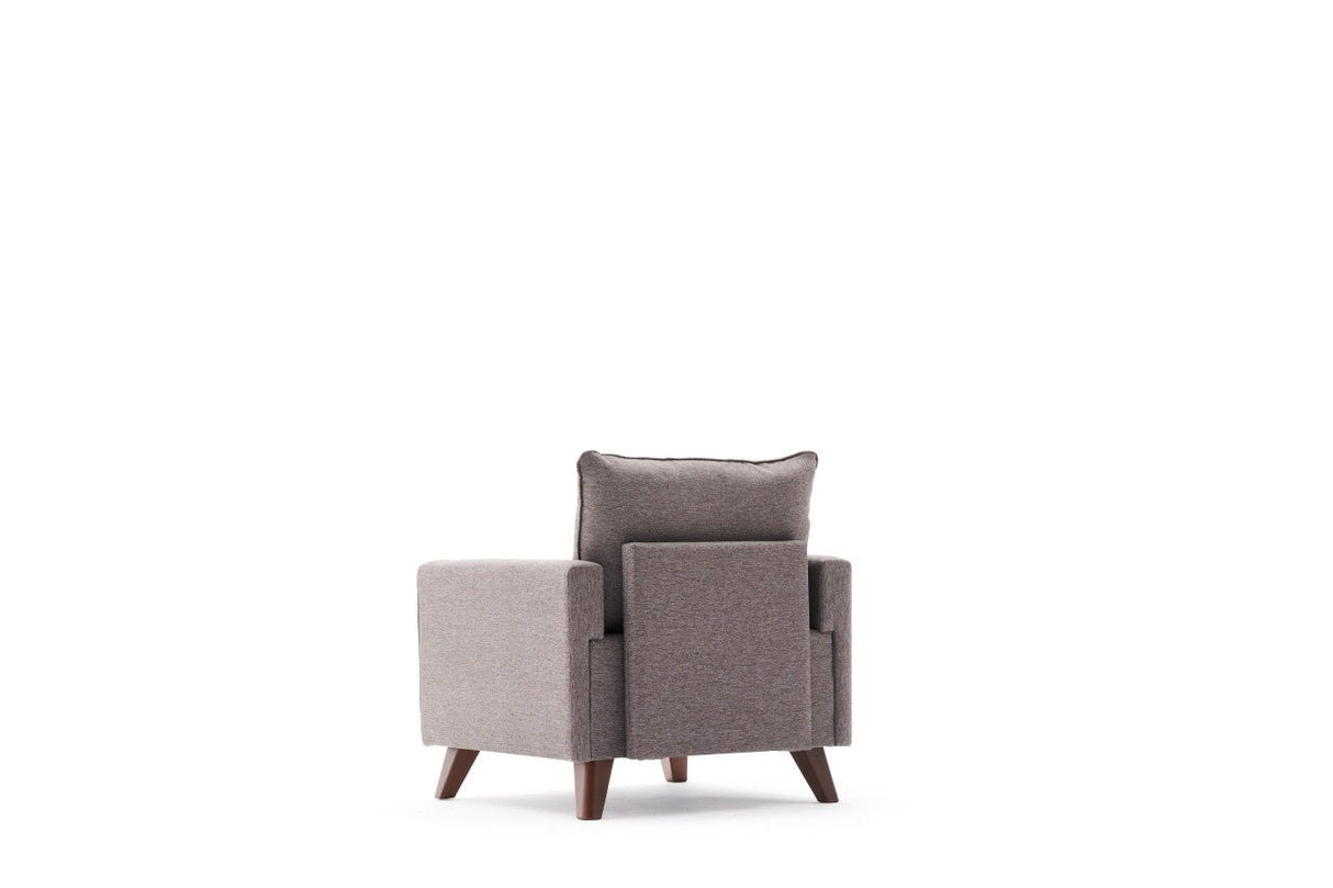 Fauteuils - Landelijke fauteuil Taupe melange geweven stof Bella - Dimehouse